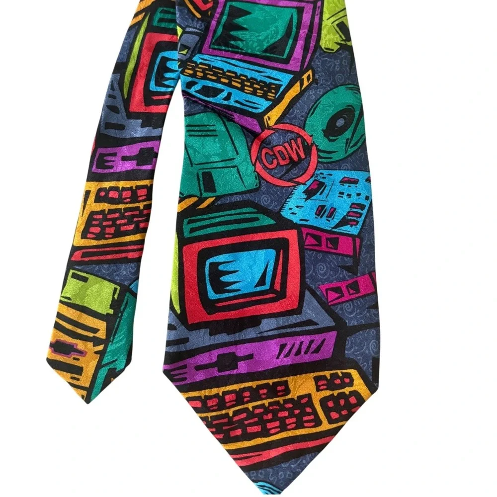 Vintage 90s Computer Novelty Tie Lot of 3 Taz Looney Tunes Steven Harris CDW IT